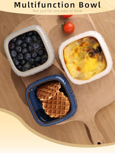 GDCZ 5 Oz Ceramic Ramekins, Caramel Pudding Baking Bowl, For Personal Pudding, Creme Brulee, Souffle, Serving Dip, Custard, Ice Cream, Microwave and Dishwasher Safe, Set of 4 (Grey)