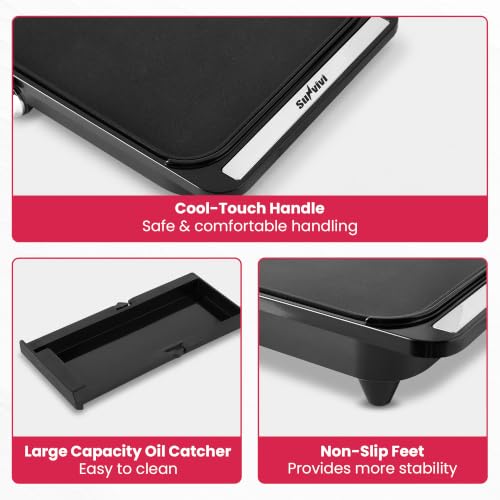 SUNVIVIPRO 38" x 10" Foldable Electric Griddle with 2 Cooking Zones