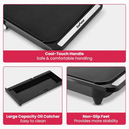 SUNVIVIPRO 38" x 10" Foldable Electric Griddle with 2 Cooking Zones