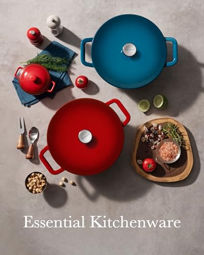 Dutch Oven Pot with Lid, 6QT Cast Iron Dutch Oven, Heavy Duty & Dual Handle, Dutch Oven for Bread Baking, Specialty Bread & Loaf Forms, Braising & Roasting, Sourdough Bread Baking, Oven Safe up to 500℉, Cast Iron Pot Compatible with All Cooktops, Cerise