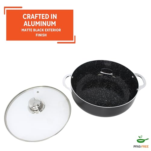 IMUSA 4.4Qt Bistro Ceramic Nonstick Caldero/Dutch Oven with Glass Lid, Black