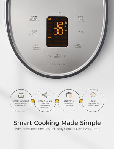 CUCKOO Micom Fuzzy Logic Rice Cooker, 12-Cup Cooked, Gray, CR-0675FG