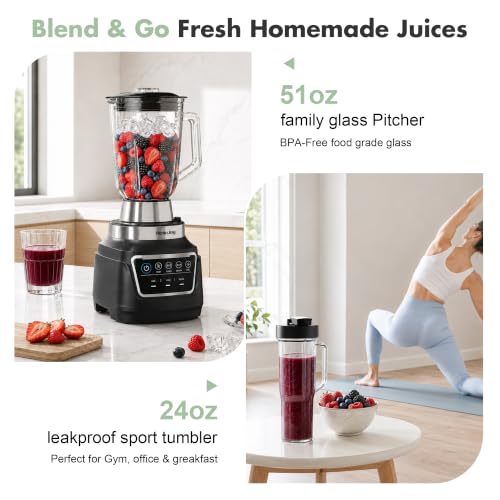 HoninJoy 14-in-1 Food Processor Blender Combo, All-in-One Kitchen Blender