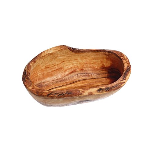 Naturally Med - Olive Wood Rustic Bowl - 5.5". Handcrafted olive wood bowl for olives, nuts, keys, coins etc. Artisan crafted olive wood bowl