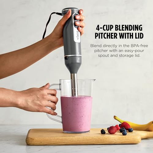 Ninja Immersion Blender & Whisk, 4 Speeds, 4oz Cup, Dark Grey, CI201GY
