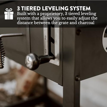 Gas One Charcoal Grill – 24-inch BBQ Charcoal Grill – Charcoal Smoker with Multiple Tier Heat Control – Outdoor Grill for Camping, Picnic, Patio, Backyard Barbecue, Outdoor Cooking