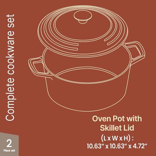 Bakken Enameled Cast Iron Dutch Oven Pot, 6QT Dutch Oven for Bread Baking, Braising & Roasting, Kitchen & Campfire Cooking, Moisture-Locking Lid, Oven Safe Up To 500°F, Works on All Cooktops, Blue