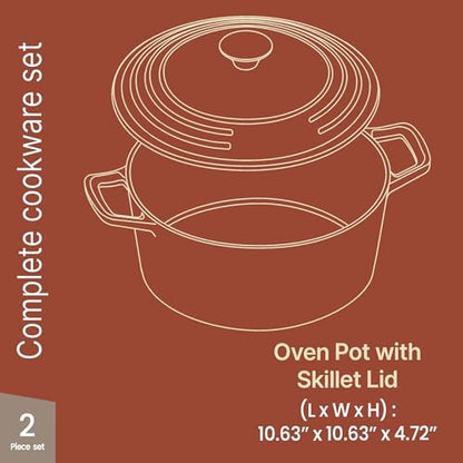 Bakken Enameled Cast Iron Dutch Oven Pot, 6QT Dutch Oven for Bread Baking, Braising & Roasting, Kitchen & Campfire Cooking, Moisture-Locking Lid, Oven Safe Up To 500°F, Works on All Cooktops, Blue