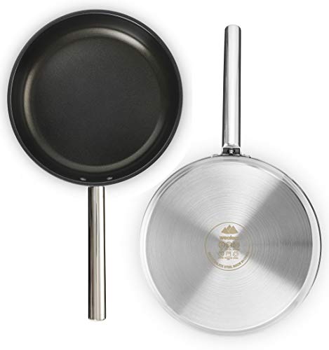Camping Cookware Set 304 Stainless Steel 8-Piece Pots & Pans Open Fire Cooking Kit | Frying Pan Steamer with Travel Tote Bag | Compact For Outdoors & Indoors Kitchen Campfire Hiking RV