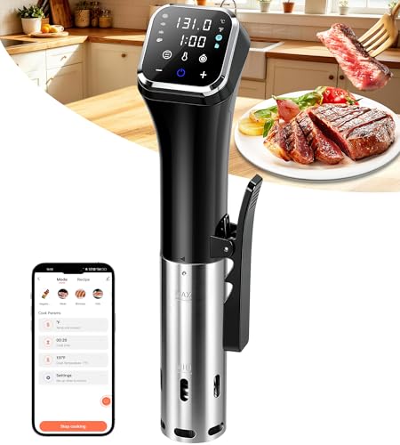 KingSom WIFI Sous Vide Cooker,1100W Sous Vide Machine Immersion Circulator Preset Recipes on APP & Touch Control,Large LCD Screen Sous Vide,3D Water Fast-Heating Ultra-Quiet,Sous Vide Kit with Timer