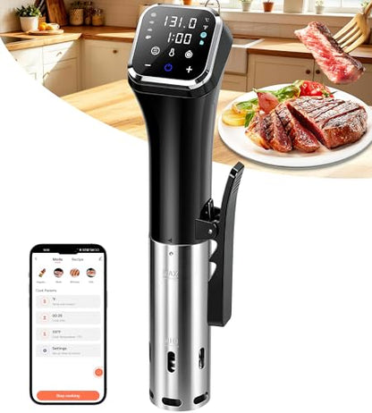 KingSom WIFI Sous Vide Cooker,1100W Sous Vide Machine Immersion Circulator Preset Recipes on APP & Touch Control,Large LCD Screen Sous Vide,3D Water Fast-Heating Ultra-Quiet,Sous Vide Kit with Timer
