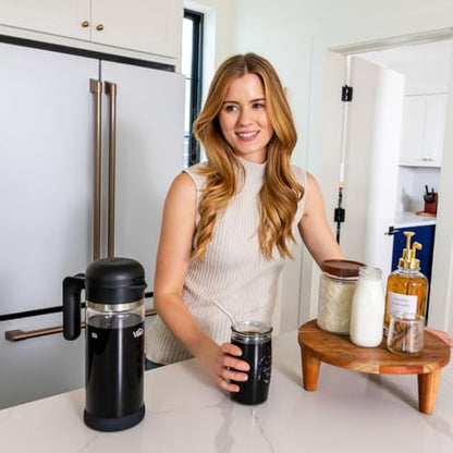 VINCI Cold Brew 360 Glass Coffee Maker – Patented Dual Filter Technology for Faster Brewing – Iced Coffee Pitcher (1.4 Liter / 47 oz)