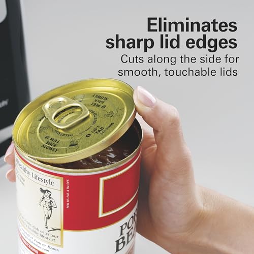 Hamilton Beach Smooth Touch Electric Automatic Can Opener with Easy Push Down Lever, Eliminates Sharp Edges, Opens All Standard-Size and Pop-Top Cans, Extra Tall, Black and Chrome (76606AG)