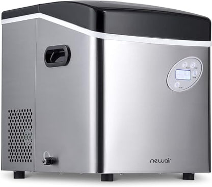 NewAir 50 lb. Countertop Ice Maker | Portable Bullet Ice Machine | 12 Cubes in 7 Minutes, 3 Ice Sizes | Stainless Steel, Self-Cleaning, BPA-Free
