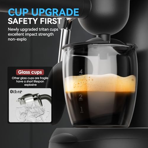XIXUBX Coffee Machine, 3.5 Bar Espresso & Cappuccino Machine with Steam Wand, Compact Design Coffee Maker for Latte, Safety Lock & Tritan Cups, 800w, Black