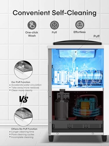 Commercial Ice Cream Machine, 10.4-20 QT/H Yield Soft Serve Ice Cream Machine with 4L Hopper & 1.6L Cylinder, Pre-Cooling & Auto Clean, Touch LCD for Snack Restaurants Bars (white, 4L)