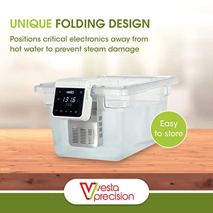 Vesta Precision Sous Vide Cooker, 30L Capacity, WiFi App Control and Large Display Screen,Foldable Design, IPX7 Waterproof, High Performance Immersion Circulator for Home & Professional Kitchen