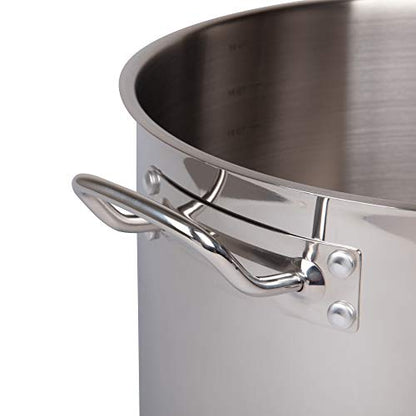 Camerons 20 Quart Stock Pot with Lid - 18/10 Professional Grade Tri-Ply Stainless Steel Stockpot - Commercial Grade Sauce Pot with Stick Resistant Interior, Stay Cool Handles & Induction Compatible