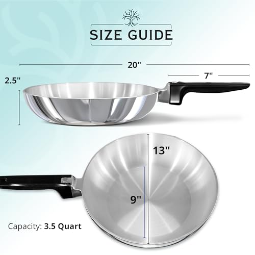MAGNAWARE Chef Skillet – Quick & Even Heat Distribution – Lightweight Cast Aluminum Frying Pan – No Seasoning Required – PFOA & PTFE Free – Oven Safe Up to 350°F – Classic Vintage Design (13 Inch)