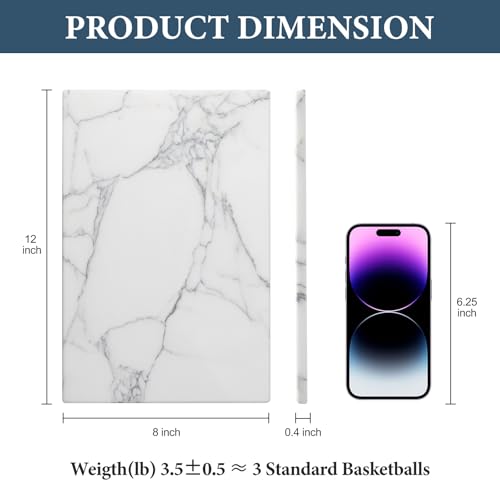 Koville Italian Natural Marble Cutting Board for Kitchen Pastry Bread Macaron Display, 12" x 8" Real Stone Slab Marble Cheese Board for Counter, Bathroom Perfume Tray Candle Plate (Arabescato)
