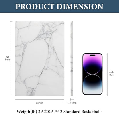 Koville Italian Natural Marble Cutting Board for Kitchen Pastry Bread Macaron Display, 12" x 8" Real Stone Slab Marble Cheese Board for Counter, Bathroom Perfume Tray Candle Plate (Arabescato)