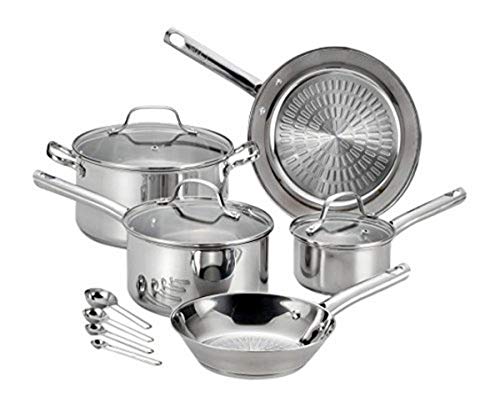 T-fal Performa Stainless Steel Cookware Set 12 Piece Induction Oven Broiler Safe 500F Pots and Pans, Dishwasher Safe Silver