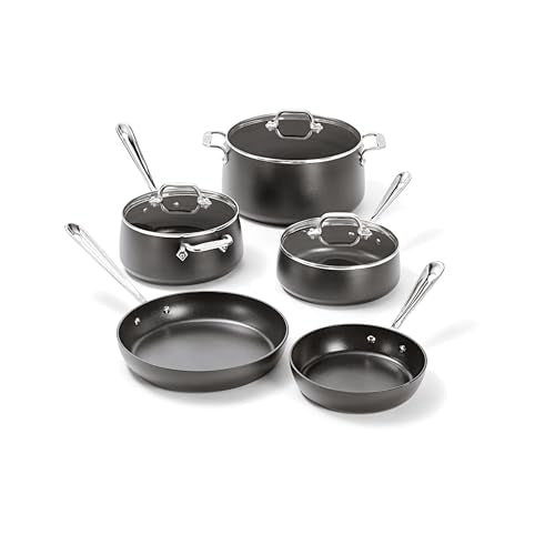 All-Clad HA1 Hard Anodized Nonstick (8-Piece) Pots and Pans Set Non Stick Cookware Sets, Oven Broiler Safe 500F, Black