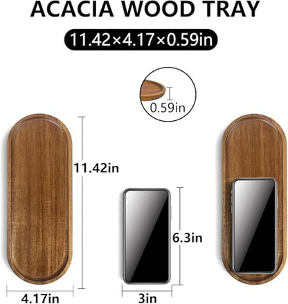 Linwnil 4Pack Wood Serving Trays 11.5x4 Inch Charcuterie Boards Oval Wooden Plates Wood Serving Platter Cheese Dinner Plates Bulk for Dessert Snack Bread Fruit Appetizer Dishes