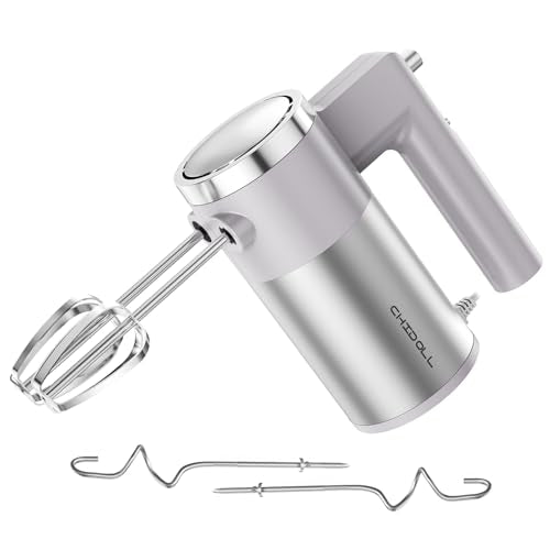 CHIDOLL 600W Hand Mixer, 5-Speed Electric Hand Held Mixer for Baking, Lightweight Stainless Steel Hand Beaters *2 & Dough Hooks*2 with Eject Button, Kitchen Mixer for Cream, Cookies, Dough
