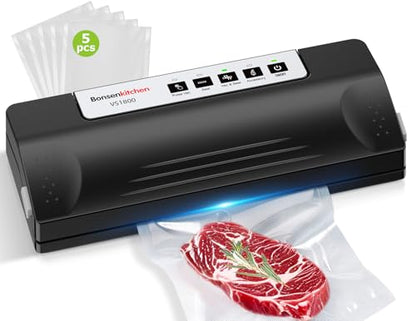 Bonsenkitchen Vacuum Sealer Machine for Food Storage,Black-Silver