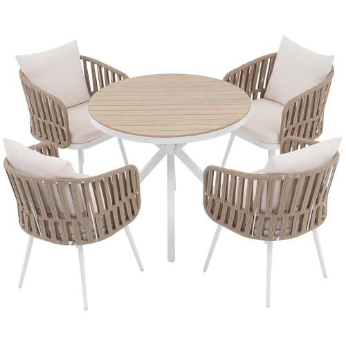 SUNSITT Outdoor Dining Set for 4, Metal Patio Furniture Dining Table Set
