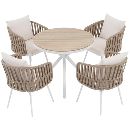 SUNSITT Outdoor Dining Set for 4, Metal Patio Furniture Dining Table Set