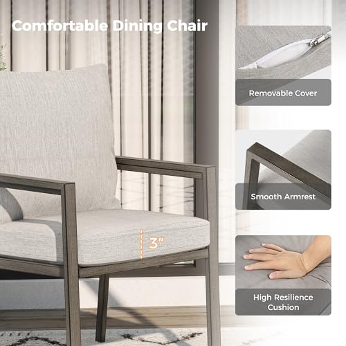 HAPPATIO Patio Dining Set for 8, 9-Piece Outdoor Aluminum Dining Furniture Set, 8 Cushioned Dining Chairs and Table for Deck Yard Poolside, Rust-Proof, Weather-Resistant, Easy Assembly