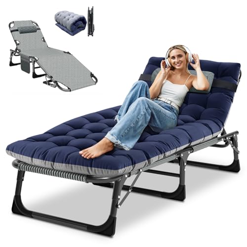 DoCred Chaise Lounge Chair, 5-Position Folding Outdoor Lounge Chair