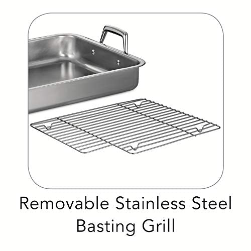 Tramontina 15-Inch Stainless Steel Roasting Pan with Rack, Turkey Roaster for Oven, Dishwasher Safe, Made in Brazil