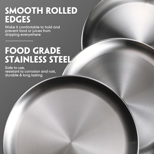 Thenshop 8 Pieces 9 Inch Pizza Pans Bulk Stainless Steel Sets Round Bakeware Pizza Trays for Oven Kitchen Baking Home Restaurant Safe Sturdy Reusable Easy Clean(Silver)