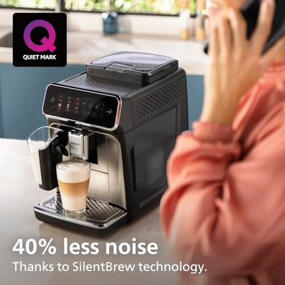 Philips 3300-Series Fully Automatic Espresso Machine - 6 Drinks, Modern Colour Touch Screen, LatteGo Milking System, SilentBrew, 100% Ceramic Grinder, AquaClean Filter. Black Chrome (EP3347/90) (Renewed)