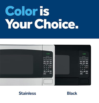 GE Countertop Microwave Oven, 1,200-watt Capacity, 2.0 Cubic Ft., 8 Auto Setting Cooking Settings, Child-Lock Technology, Kitchen Essentials for the Countertop, Dorm Room or Apartment, Black