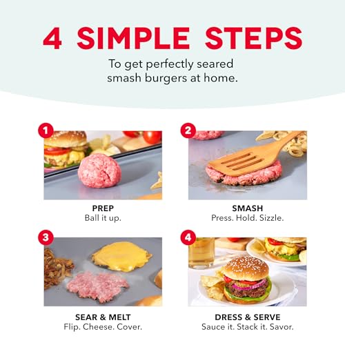 Dash Smash XL Electric Griddle,15x19 Inch Indoor Flat Top Grill with Drip Tray, Ceramic Nonstick Griddle for Smash Burgers, Pancakes & Breakfast, Quick Sear, Black