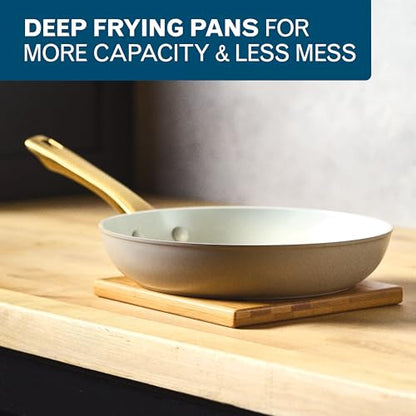 Farberware Forged Induction Ceramic Nonstick Cookware Set, 12-Piece, Taupe Pots & Pans