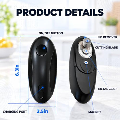 PPLJQS black Cordless Electric Can Opener, Rechargeable Kitchen Gadget