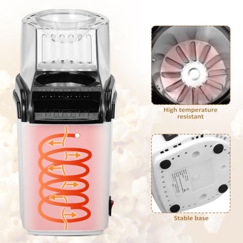 OUNONA Electric Hot Air Popcorn Maker Home Air Popper Popcorn Machine with Measuring Cup Compact Small Electric Popper for Movie Nights Party Snacks Us Plug