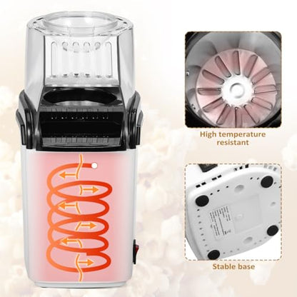 OUNONA Electric Hot Air Popcorn Maker Home Air Popper Popcorn Machine with Measuring Cup Compact Small Electric Popper for Movie Nights Party Snacks Us Plug