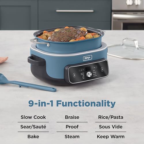 Ninja MC2001 PossibleCooker PRO Plus, 8.5-QT Multicooker, 9 Functions, Slow Cook, Sear, Sauté, Proof, Pasta/Rice, Replace 16 Kitchen Tools, Oven-Safe Ceramic Pot, 1400-Watt, Blue (2026 Release)