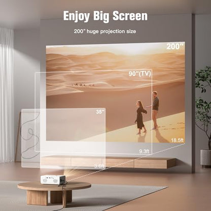 AuKing Projector, 2026 Upgraded Mini Projector, Full HD 1080P Home Theater Video Projector, Compatible with HDMI/USB/AV/Smartphone/TV Box/Laptop