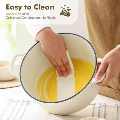 SENSARTE Enameled Cast Iron Dutch Oven Pot with Lid 3.5/5.5/6.5 Quart Heavy-Duty Round Dual Handles Kitchen Pot with Cotton Potholders & Silicone Trivet, Pot for Bread Baking, Stews, Braising, Roasting, Oven Safe, 3.5Quart, White