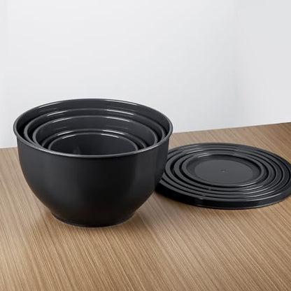 Greentainer Plastic Mixing Bowls with Lids Set for Kitchen, 5 Set Nesting Bowls for Mixing, Baking, Prepping, Cooking and Serving Food, Mixing Bowls Dishwasher, Microwave Safe