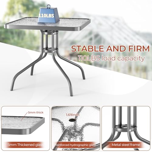 TLSUNNY Patio Dining Set 5 Pieces, All Weather Outdoor Furniture W/30"X 30" Table and 4 Stackable Textilene Chairs, Metal Table and Chairs for Lawn, Garden, Poolside, Backyard (Umbrella not Included)