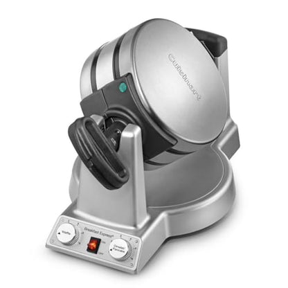 Cuisinart Breakfast Express Flip Waffle and Omelet Maker, One Side Waffle Maker and One Side Egg and Omelet Maker, 1 Inch Belgian Waffles, Nonstick, Dual Browning Controls, Stainless Steel, WAF-B50