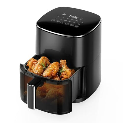 OLIXIS 12-in-1 Air Fryer 6.34 Quarts, Visable Airfryer with Window, 400°F, Roast, Reheat, Dehydrate, Bake, Steam, Fries, Custard, Chicken, Wings, Sea Food, Vegetabels, Modern Black